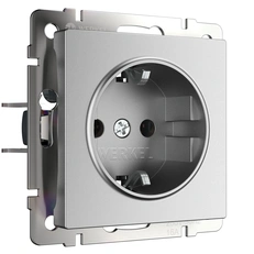 Изображение Розетка с заземлением (серебряный матовый) W1171065